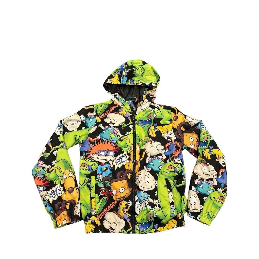 Nickelodeon Medium Rugrats‎ Reptar Windbreaker Hood Jacket Kids Size 14/16
